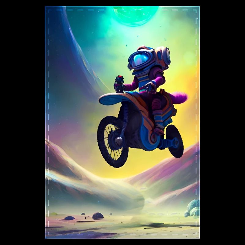 Space Motorcycle travelling through the Universe