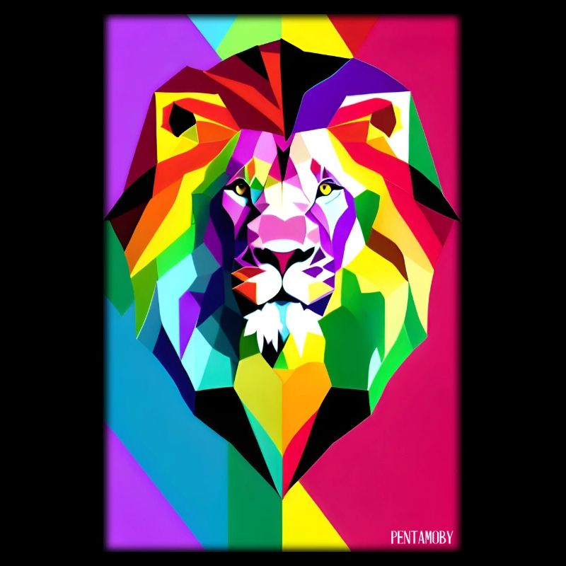 Leo Polygon Arc-en-ciel coloré sauvage Faune sauvage
