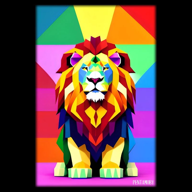 Leo Polygon Arc-en-ciel coloré sauvage Faune sauvage