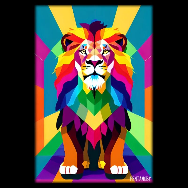 Leo Polygon Arc-en-ciel coloré sauvage Faune sauvage