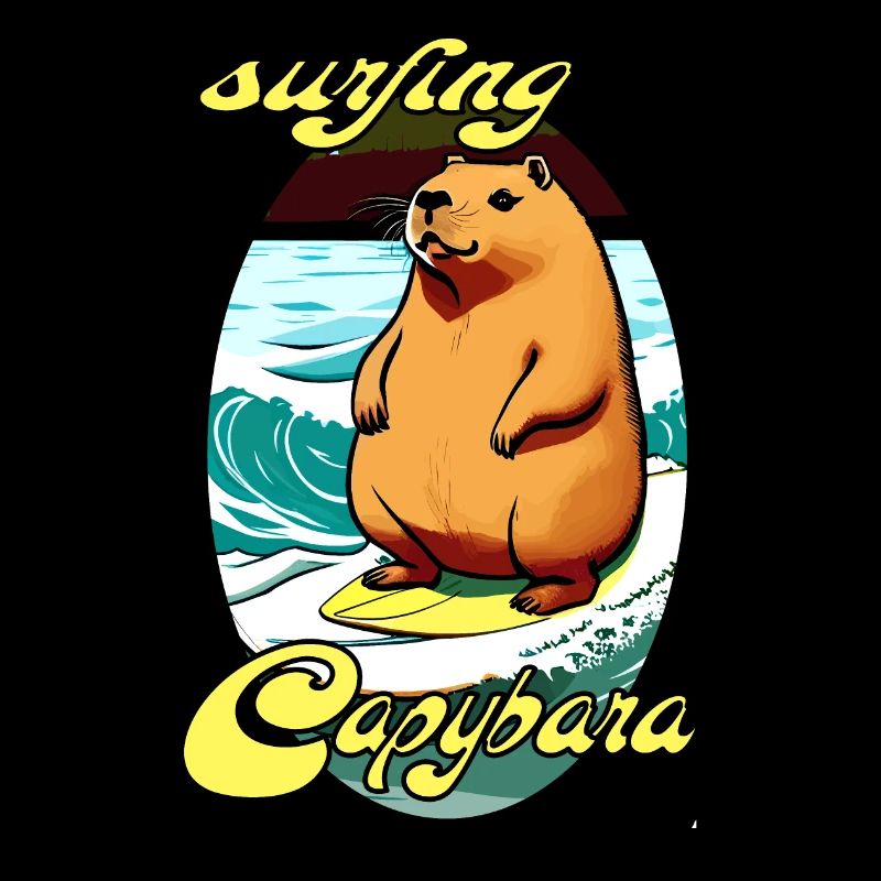 surfing Capybara, tier am surfen