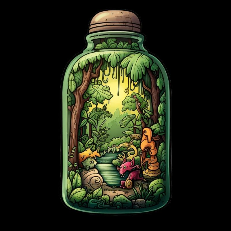 Dschungel Flasche Zeichnung
