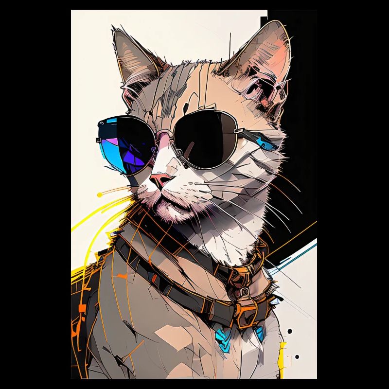 Chat inkpunk avec lunettes de soleil 1