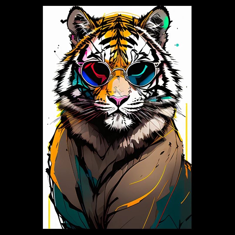 Inkpunk Tiger mit Sonnenbrille 1