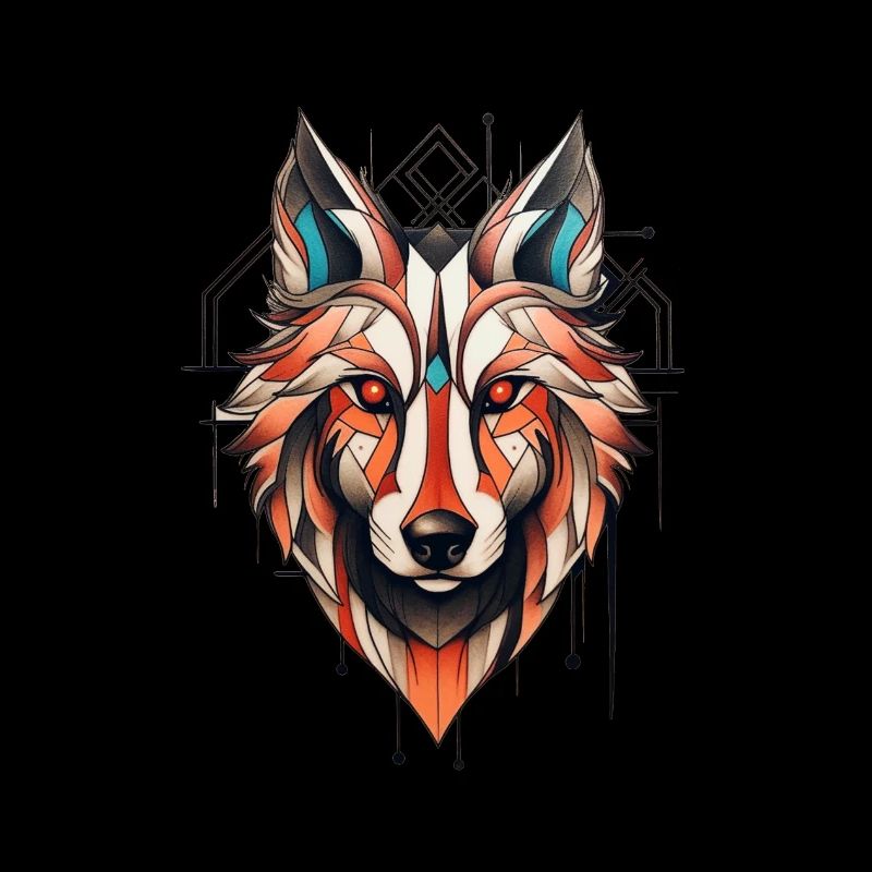 Wolf Neo Dessin de tatouage traditionnel