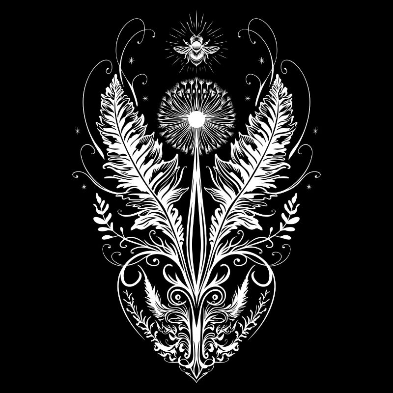 Löwenzahn Biene Herz botanical art