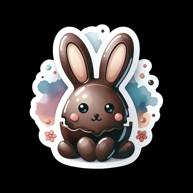 Chibi-Schokoladenhase mit Aquarellhintergrund