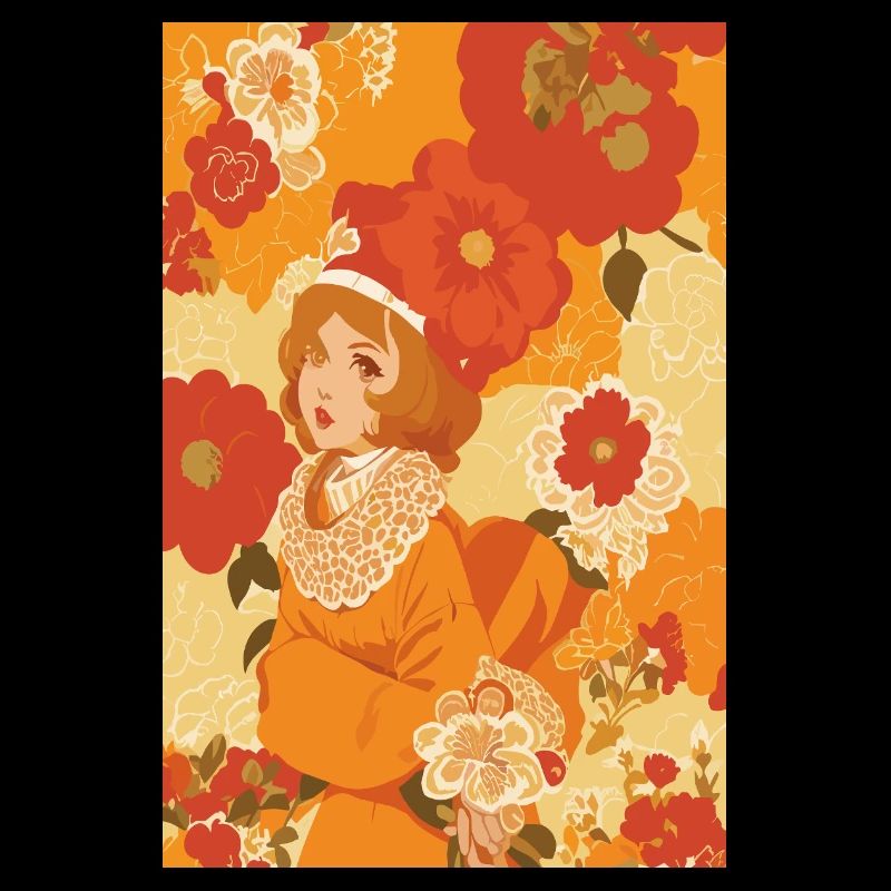 Vintage Blumenmädchen Design – Retro 70er 80er