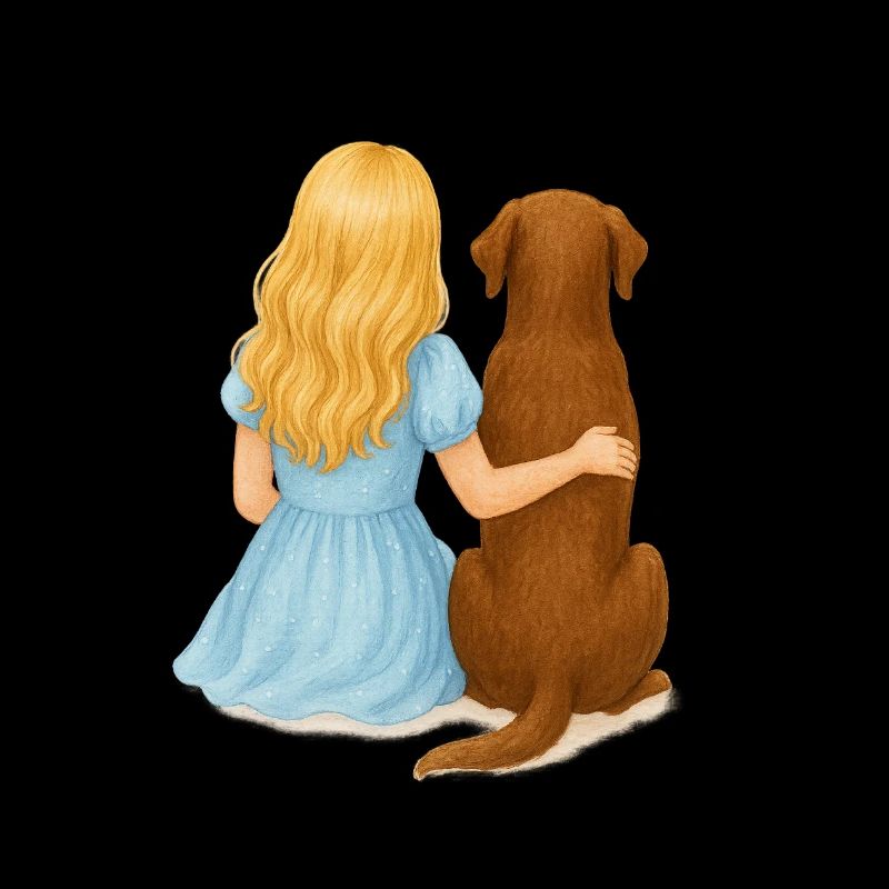Femme blonde avec Labrador