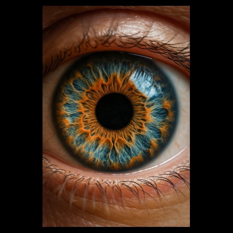 Fiery Blue Iris Close-Up