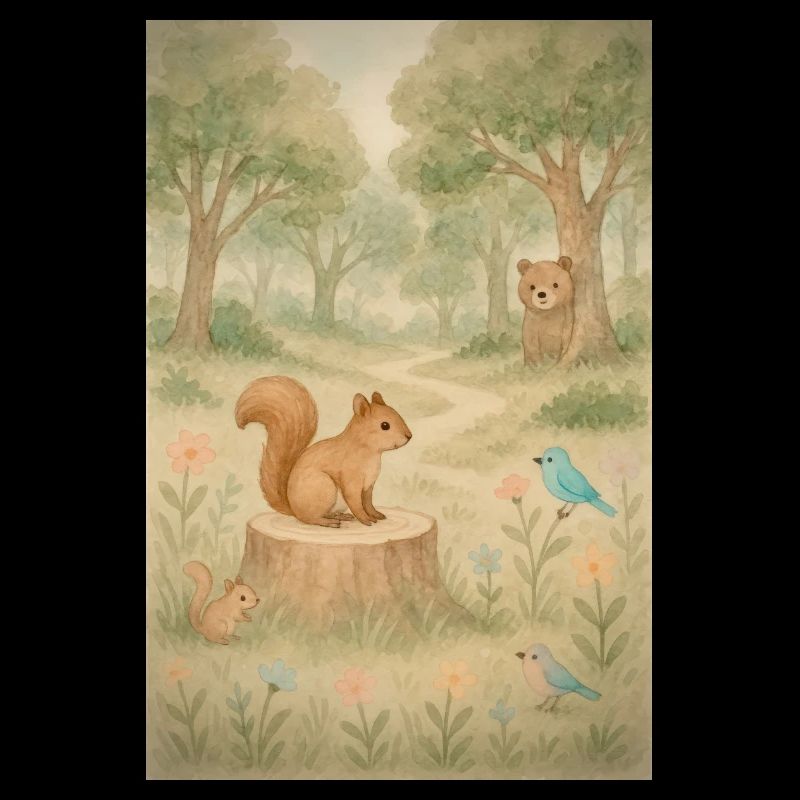 Écureuil dans la nature avec ses amis