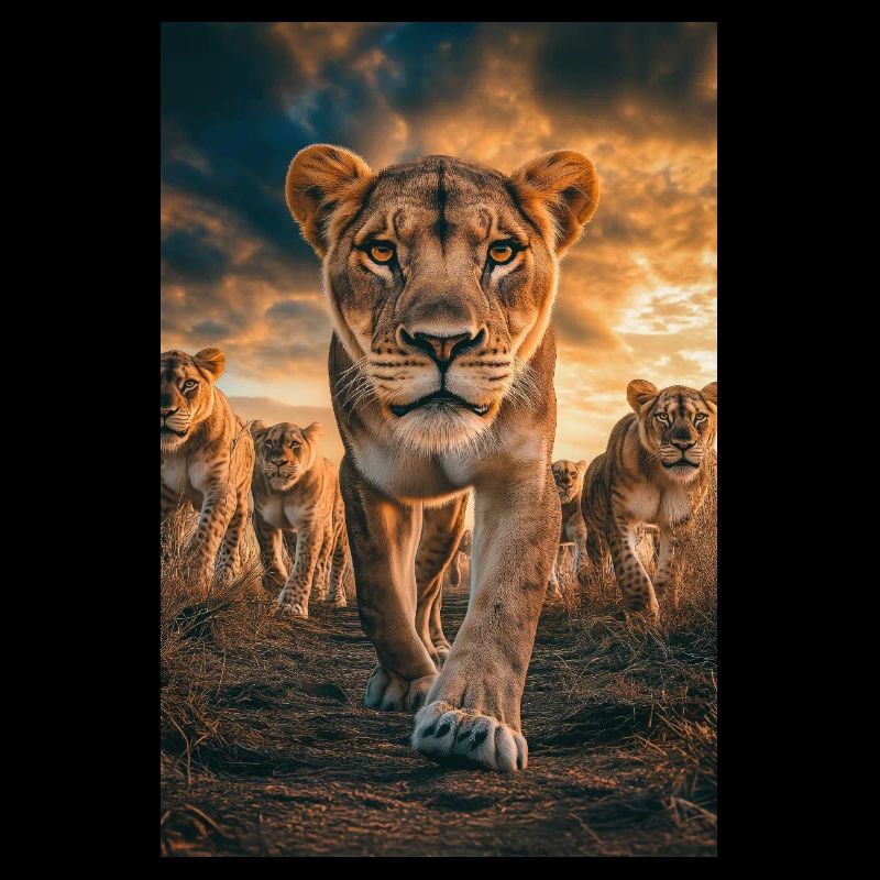 Fearless Lioness Leading the Pride