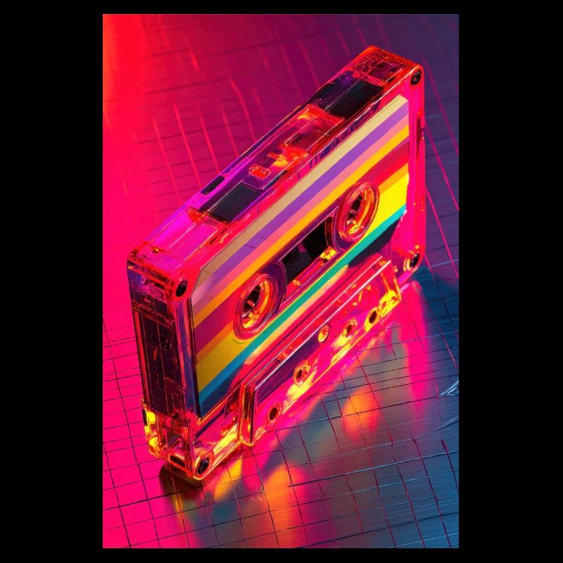 Neon Rainbow Cassette Tape