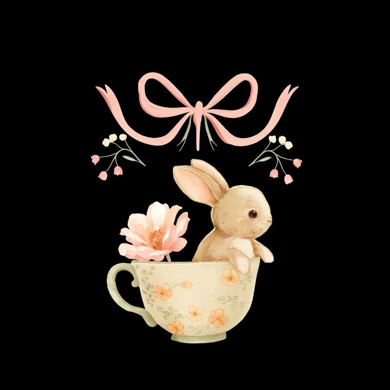 Lapin pastel en tasse florale