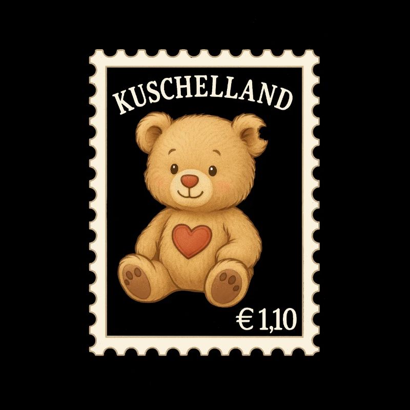 Teddybär Briefmarke Kuschelland Herz Retro Shirt