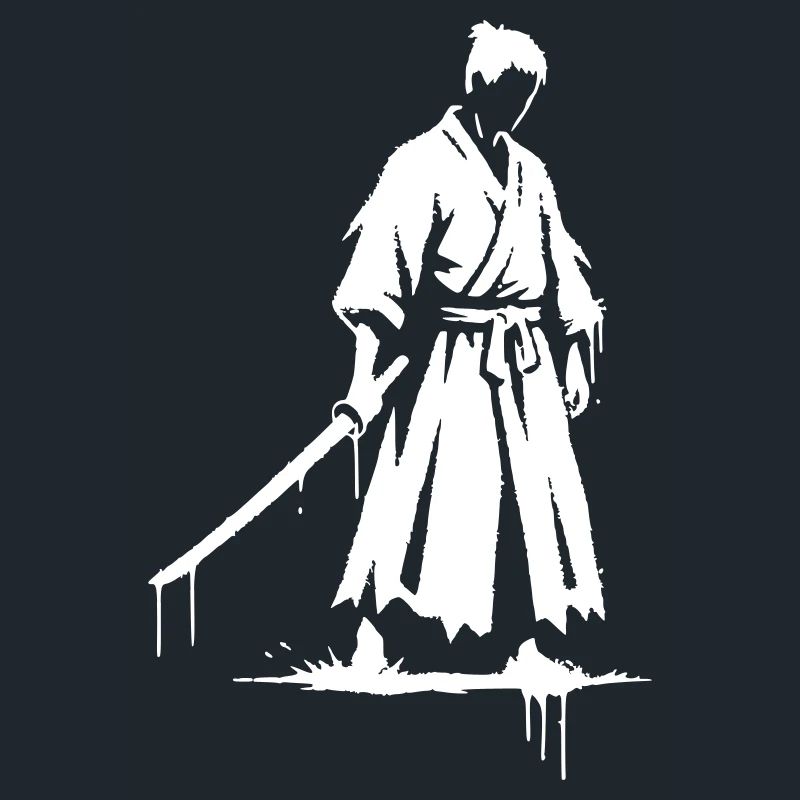 Sad ronin samurai warrior graffiti