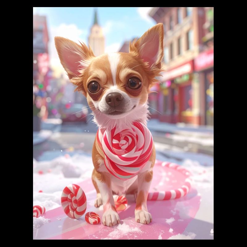 Candy Pup with Candy Cane