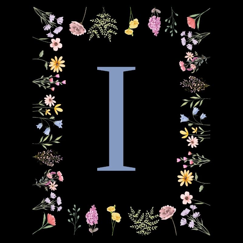 Florale Initial "I" Blumenmonogramm