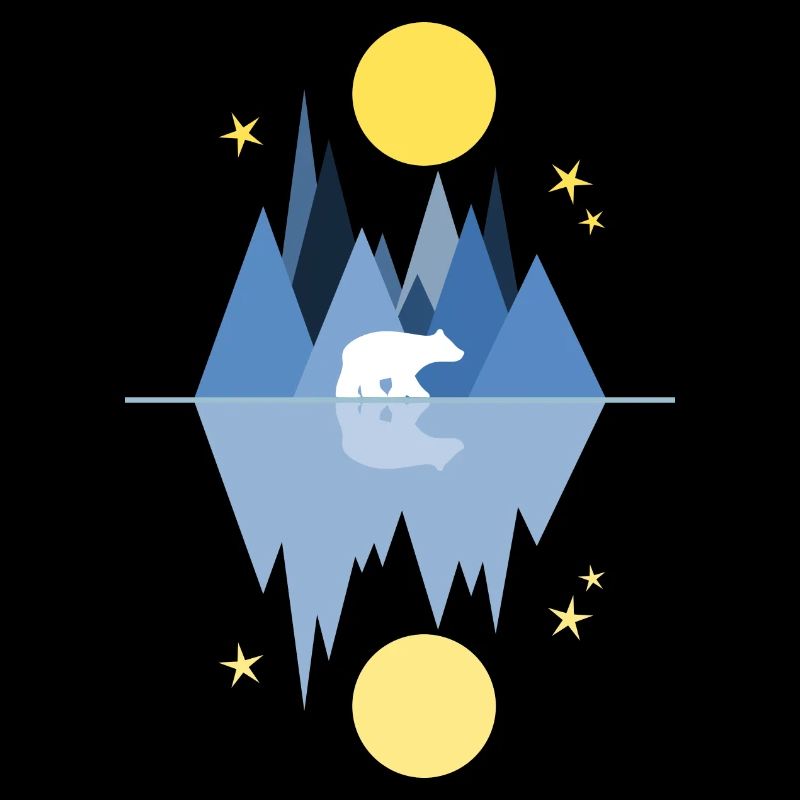Polar bear, night - moon - stars