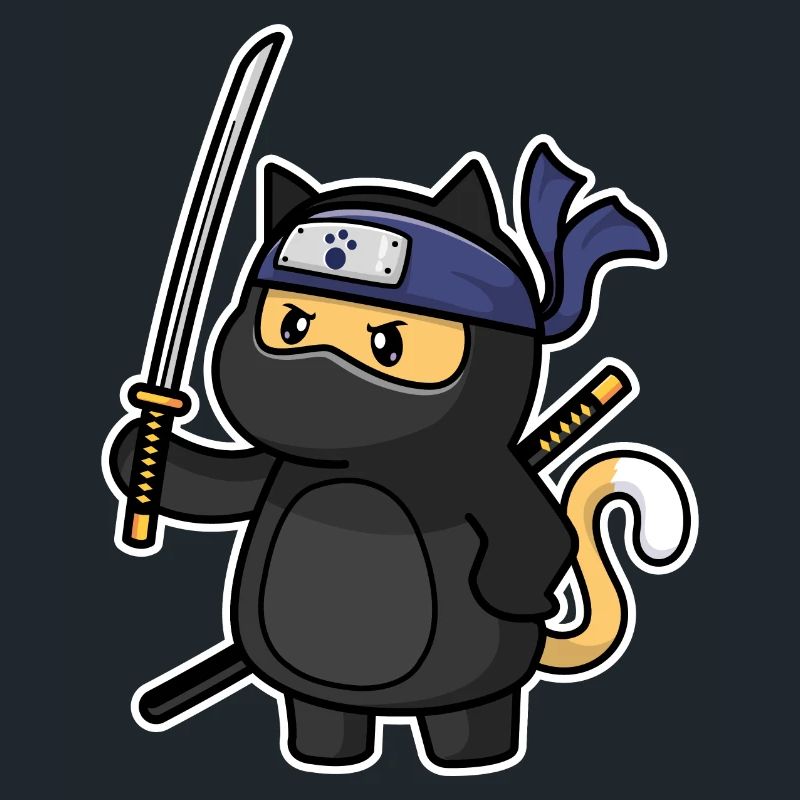 Humor Süße Katze Kawaii Chibi als Ninja Katze