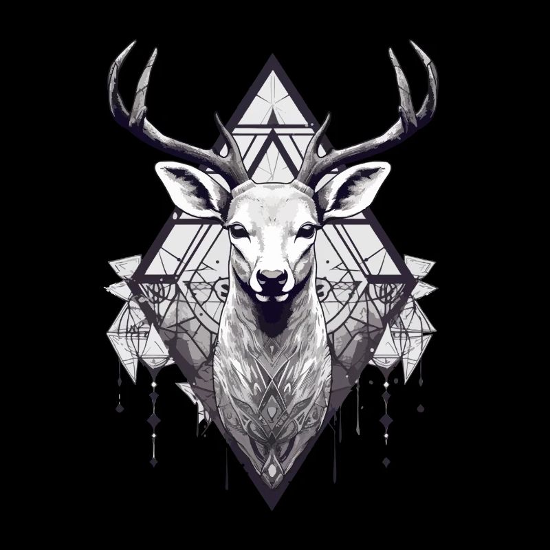 black and white deer boho style