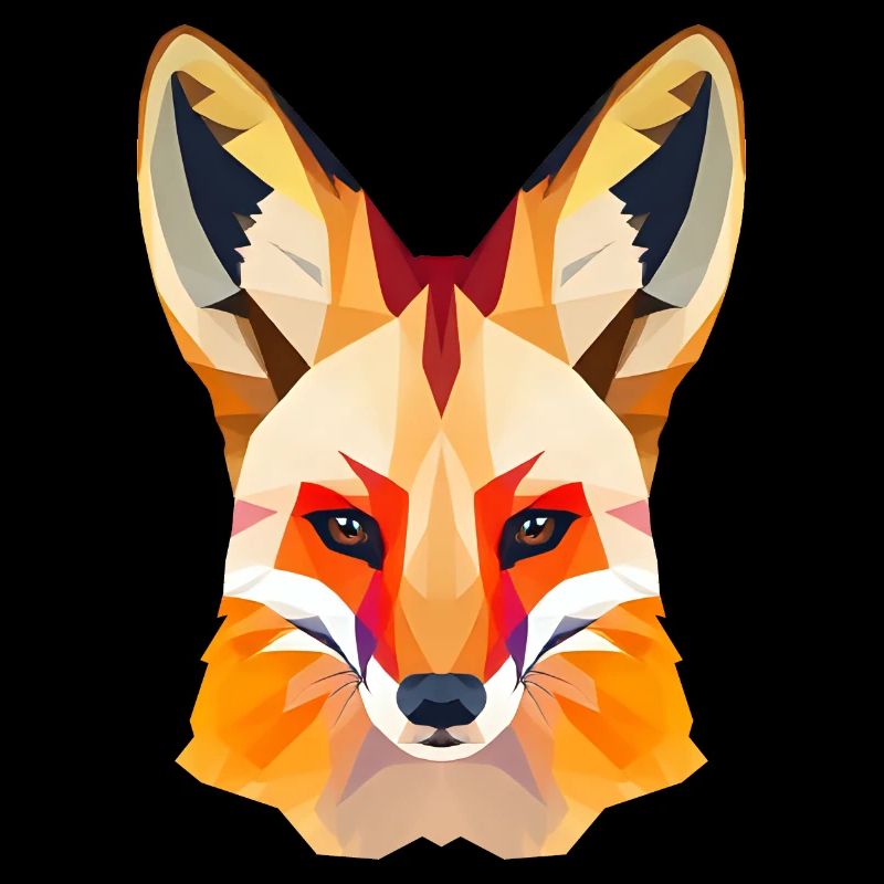 Renard roux serein avec fourrure dorée Low Polygon