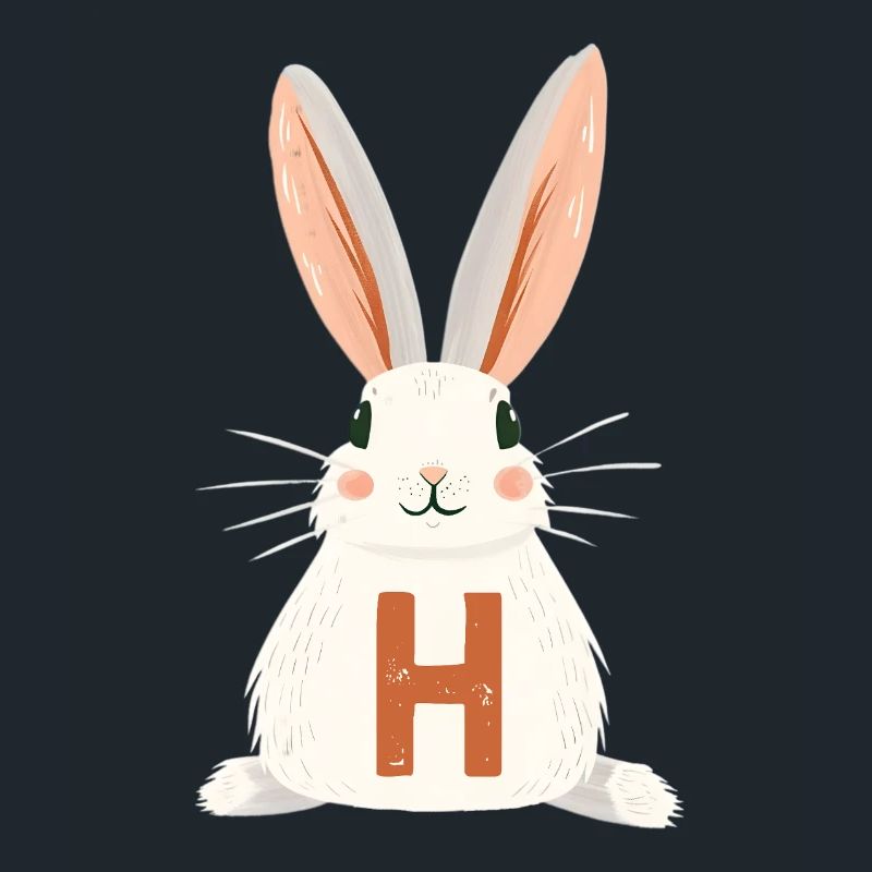 H Letter - Bunny - Customizable