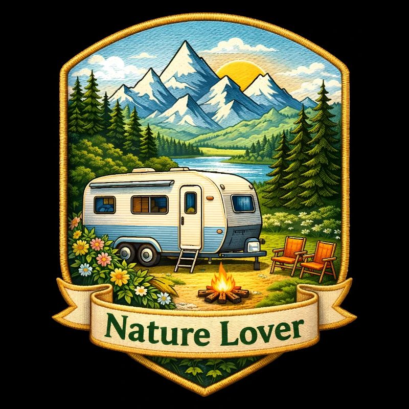 Camping in den Bergen Illustration