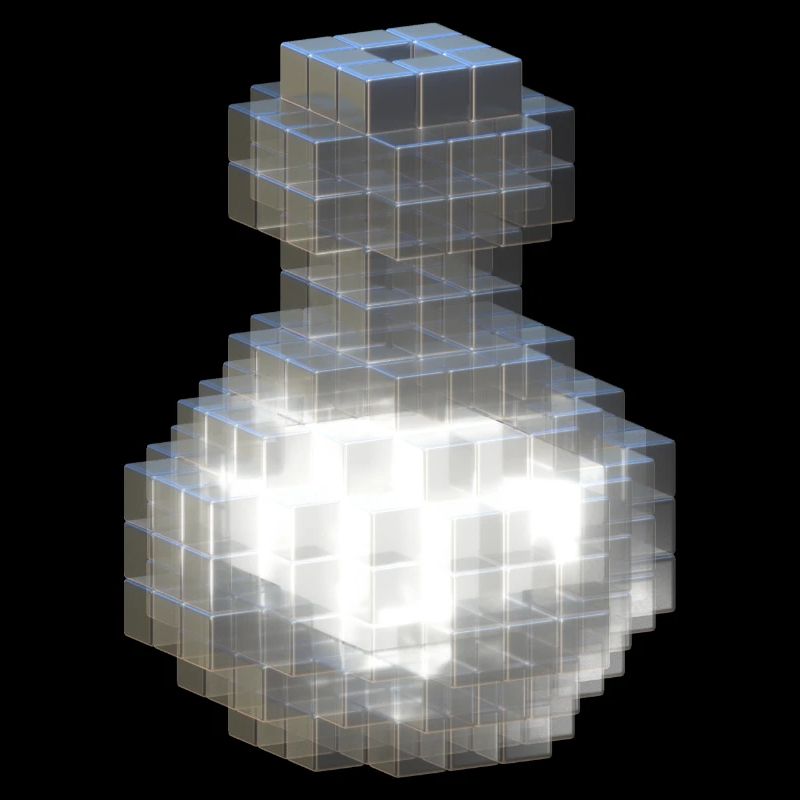 Flacon en cristal blanc avec potion blanche fluorescente