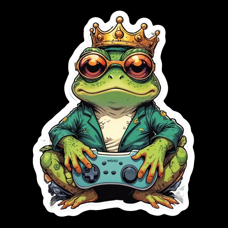 Retro Gamer Frosch mit Controller Konsolenspiele