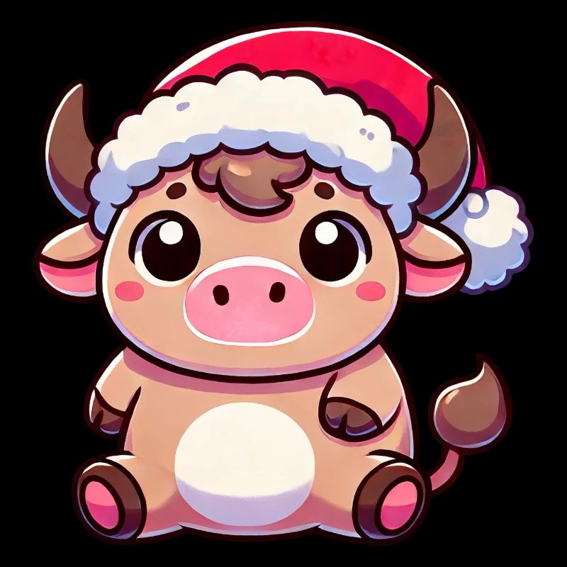 Süße Chibi Weihnachtskuh Cartoon Design