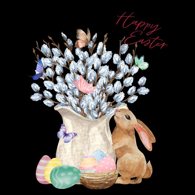 Joyeuses Pâques - Saule aux œufs de Pâques