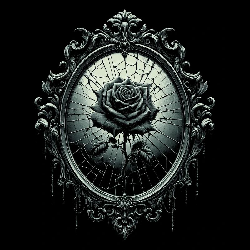 Rose mit zerbrochenem Spiegel - Gothic
