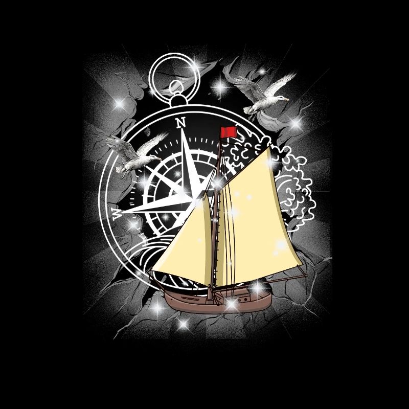 Retro Sailing Ship Ship Compass