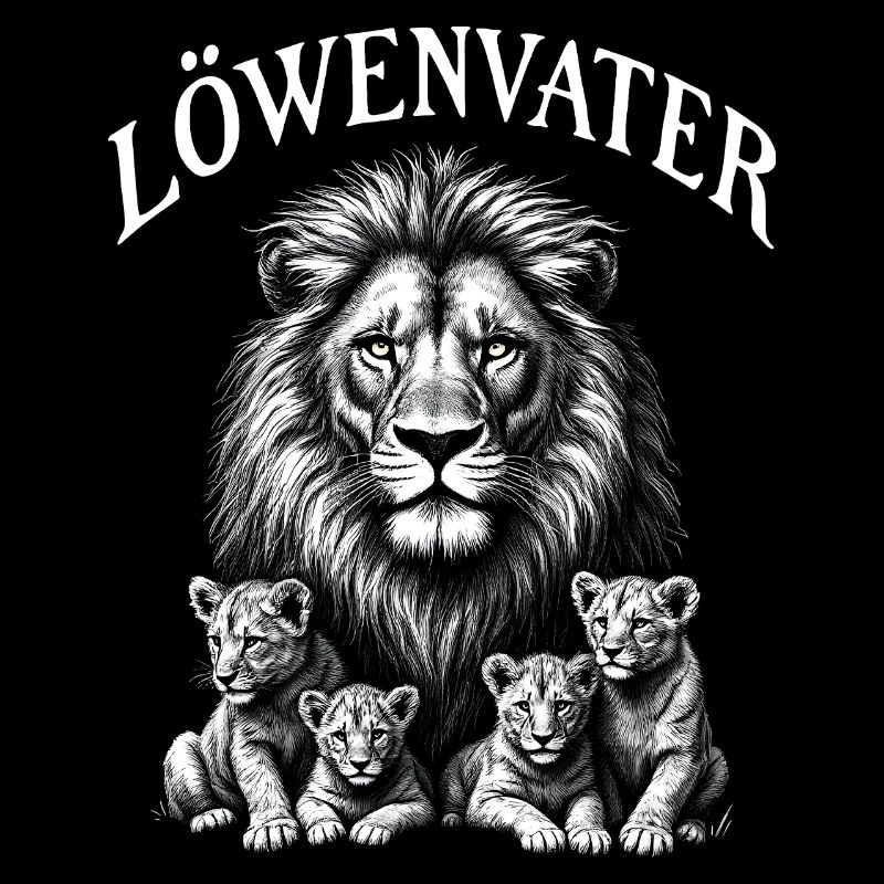 Löwenvater bester Papa Löwe 4 Kinder starker Vater