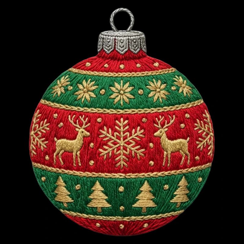 Gestickte Weihnachtskugel – Ornament (gedruckt) minimal
