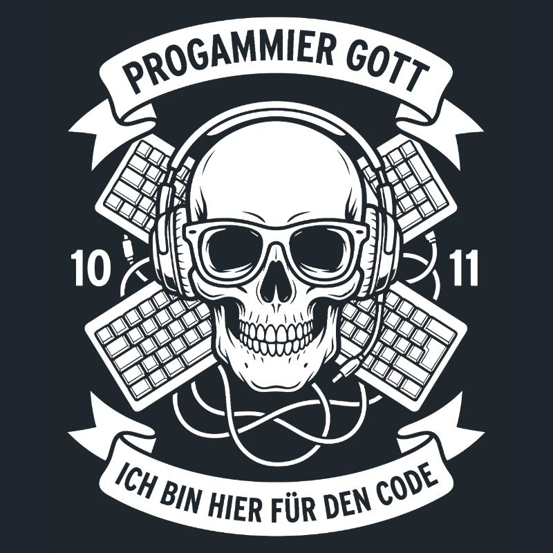 Code Schädel mit Kopfhörern