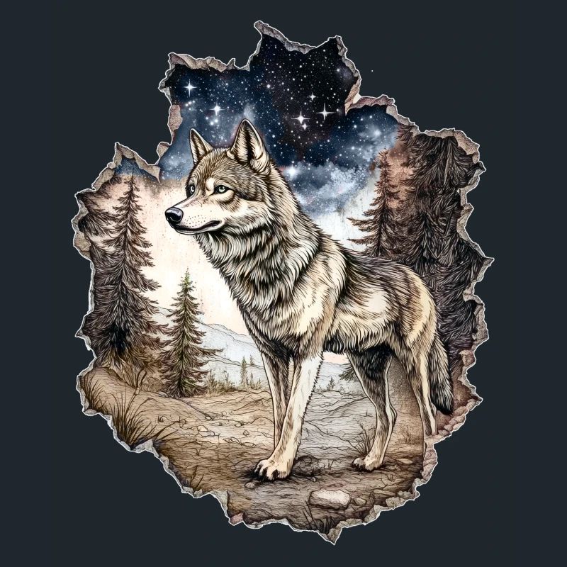 Wolf Starry Sky