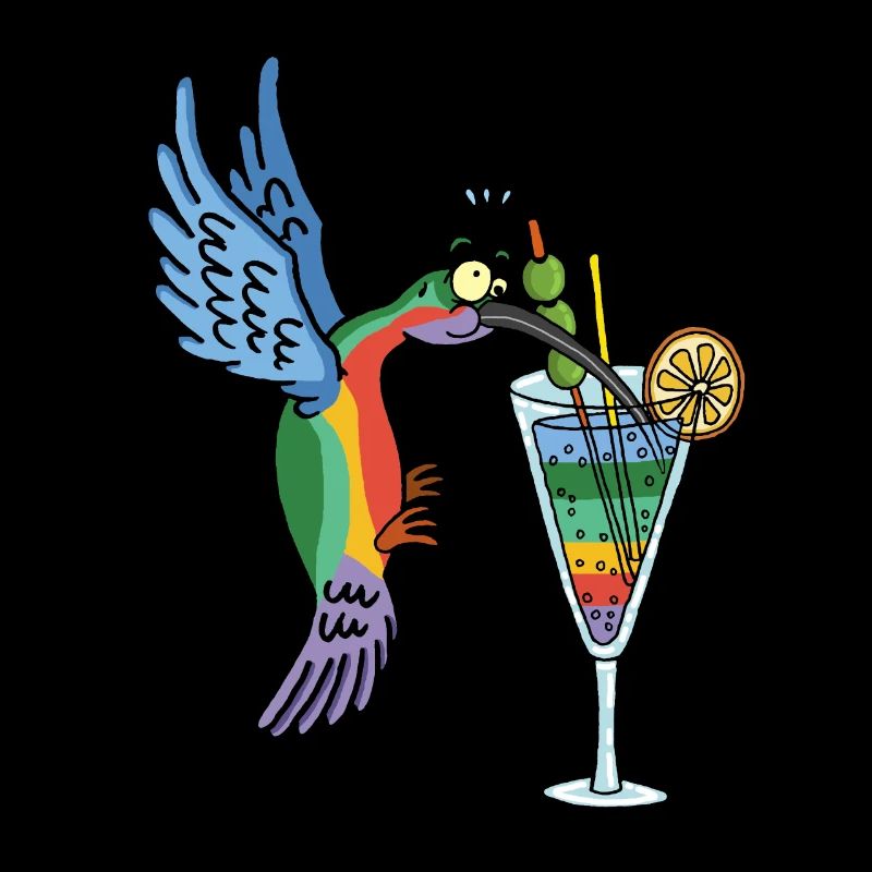 Oiseau-mouche et cocktail