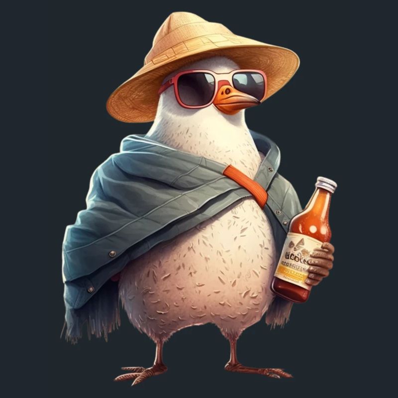 Cooler Pinguin mit Hut und Bierflasche