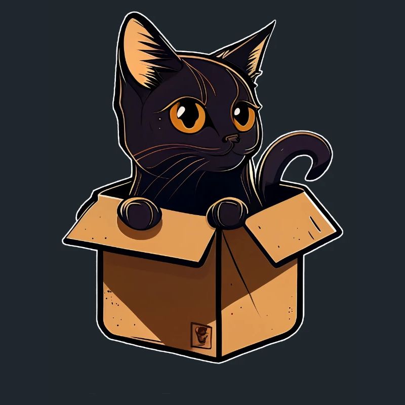 Schwarze Katze in einer Box v2