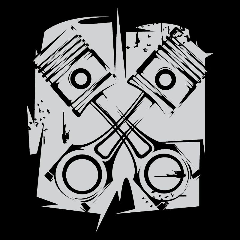 v8 Kolben Motor Symbol Kunst Illustration Logo