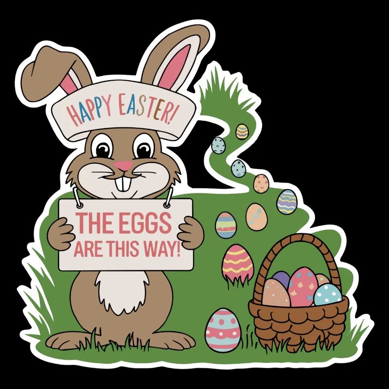 Lapin de Pâques avec des œufs colorés