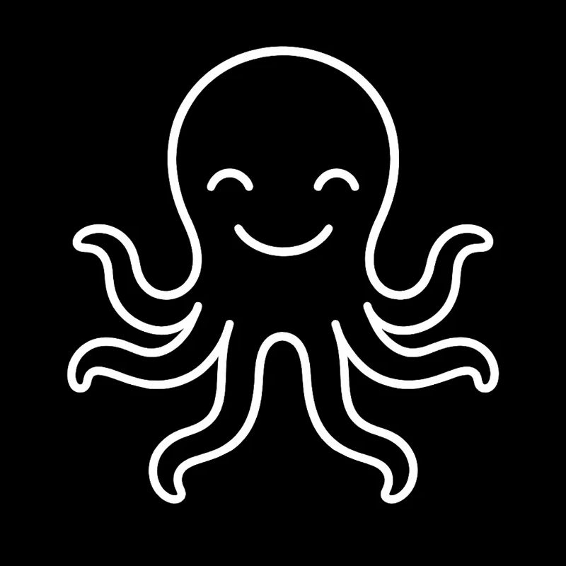 Kawaii Line Octopus Silhouette