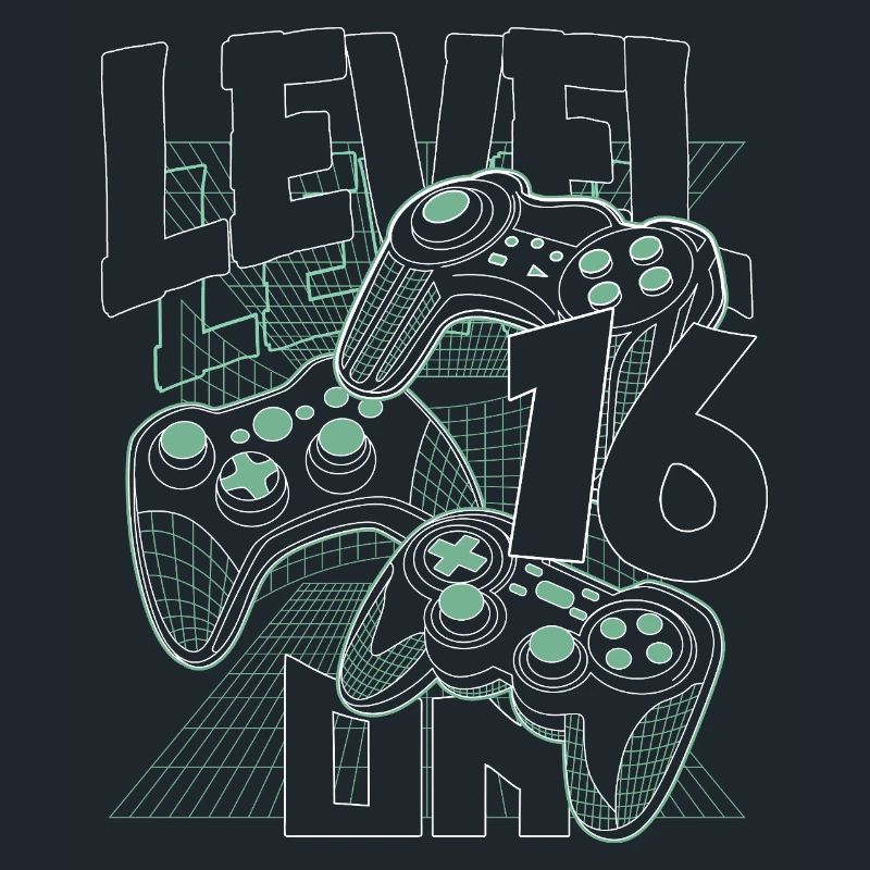 Level Up Retro Controller Graphic 16e anniversaire