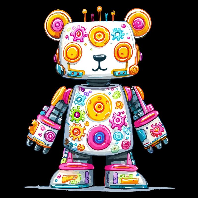 Imprimé néon de robot ours coloré