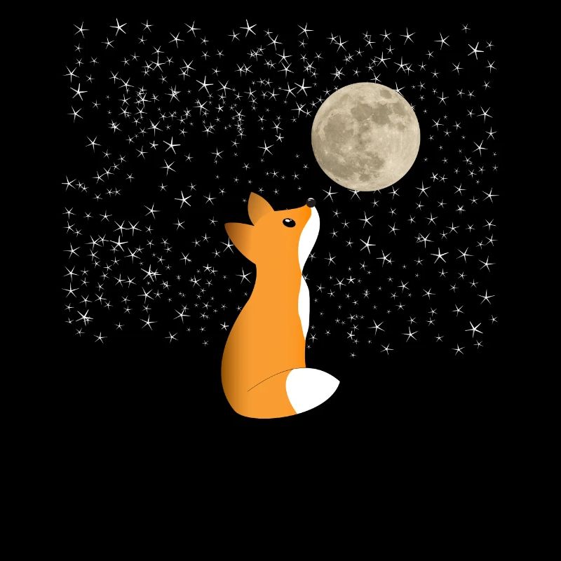 A Cute Fox Watching The Moon Winter Wonderland