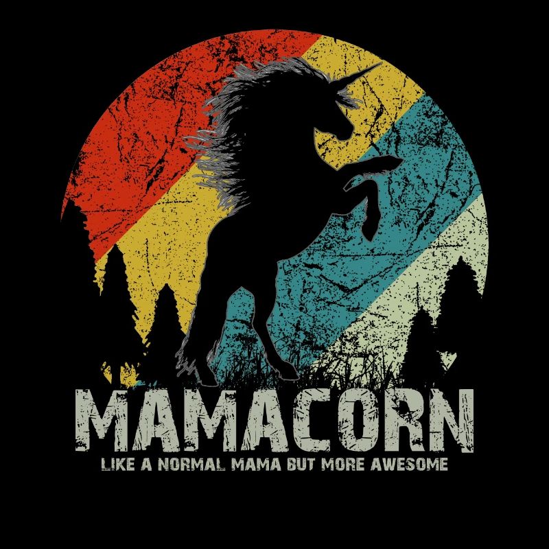 Mama Unicorn Sunset Retro-Hemd