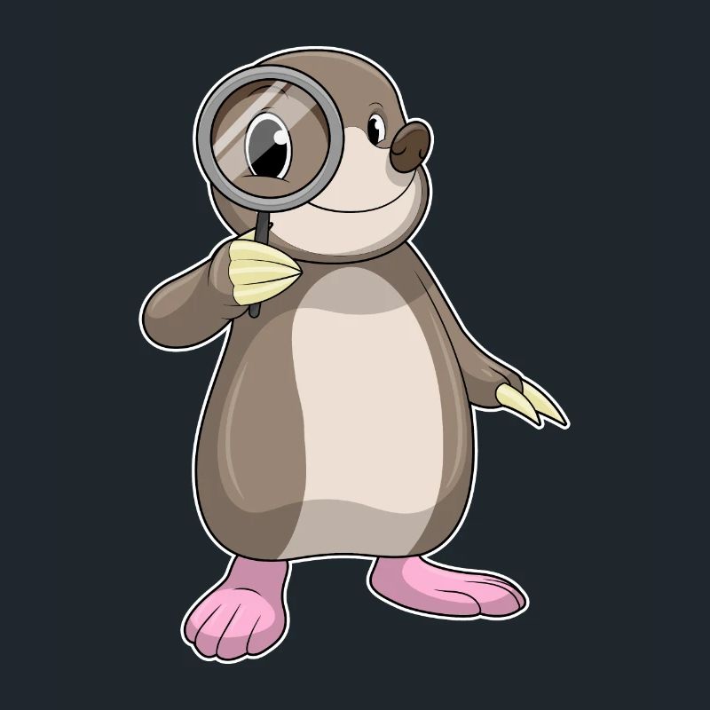 Mole with magnifying glass