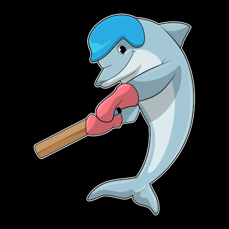 Dolphin cricketing with cricket bat
